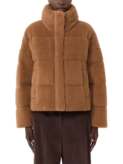 Weekend Max Mara Weekend Maxmara Cropped Wool Down Jacket Camel In Brown