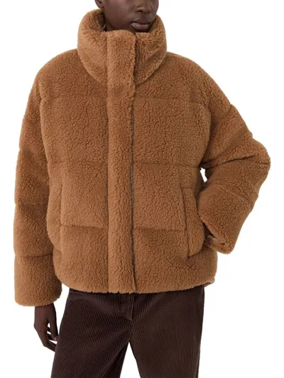 Weekend Max Mara Weekend Maxmara Cropped Wool Down Jacket Camel In Brown