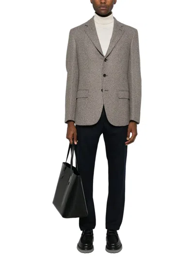 Zegna Virgin Wool Textured Blazer In Gray