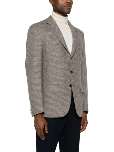 Zegna Virgin Wool Textured Blazer In Gray