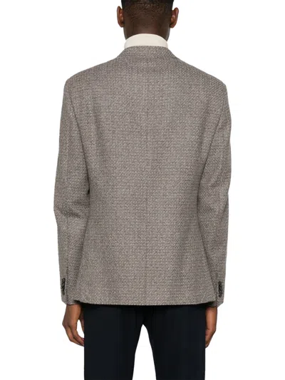 Zegna Virgin Wool Textured Blazer In Gray