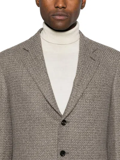 Zegna Virgin Wool Textured Blazer In Gray