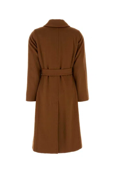 Max Mara Camel Wool Coat In Brown