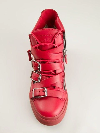 Shop Giuseppe Zanotti Buckle Hi-top Sneakers