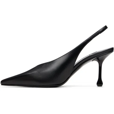 Jimmy Choo High Heel Slingback Pumps Pointed Toe Leather In Black