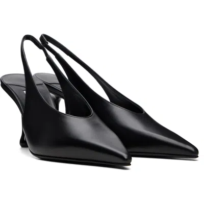 Jimmy Choo High Heel Slingback Pumps Pointed Toe Leather In Black