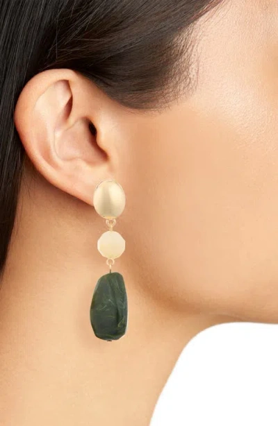 Cara Linear Drop Earrings In Green Multi