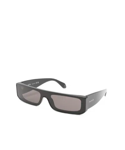 Alaïa Lettering Logo Rectangular Sunglasses In Black