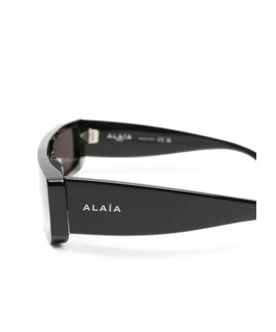 Alaïa Lettering Logo Rectangular Sunglasses In Black