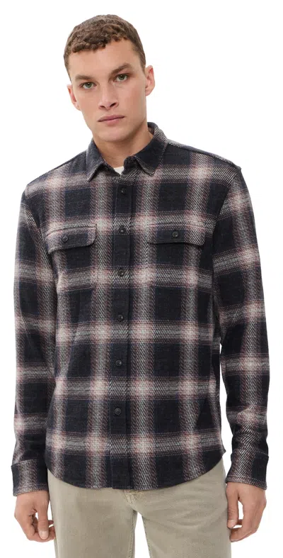 Faherty Legend Sweater Shirt Storm Ombre Plaid In Black