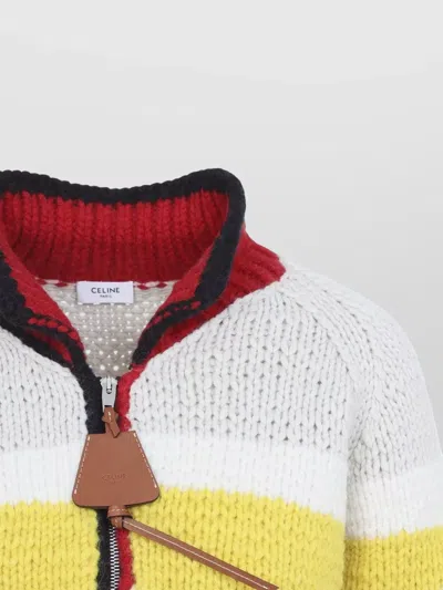 Celine Wool Fitted Jacket In Multi