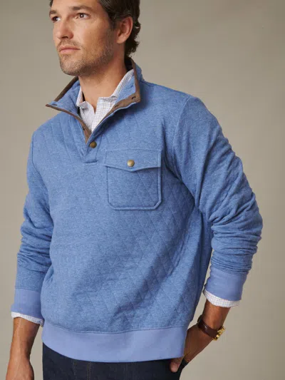 J.mclaughlin Men's Christopher Quilted Pullover Heather Blue In Heather Blue