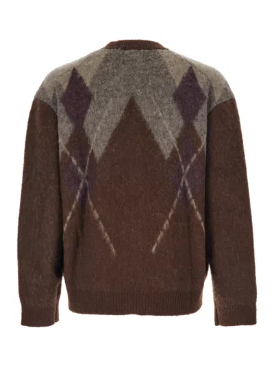Coor Argyle-pattern Pocket Cardigan In Brown