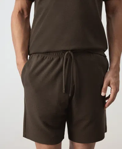 Mango Textured Drawstring Bermuda Shorts In Brown
