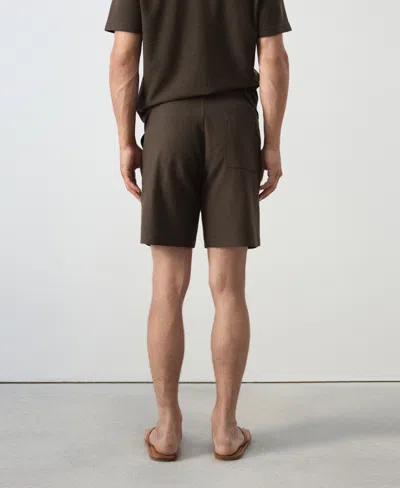 Mango Textured Drawstring Bermuda Shorts In Brown
