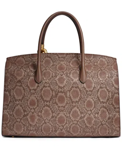 Donna Karan Loden Python Suede Medium Satchel Handbag In Brown