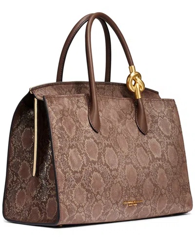 Donna Karan Loden Python Suede Medium Satchel Handbag In Brown