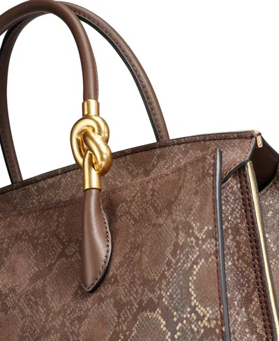 Donna Karan Loden Python Suede Medium Satchel Handbag In Brown