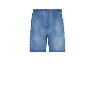 Stella Mccartney Denim Embroidered Shorts In Blue