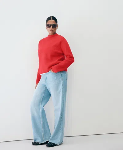 Mango Mock Neck Sweater In Red
