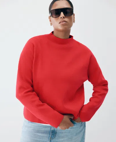 Mango Mock Neck Sweater In Red