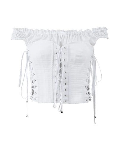 Shop Dolce & Gabbana Optical Corset Top In White