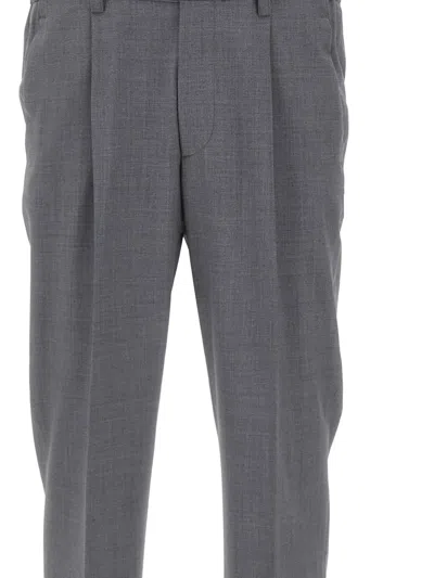 Devore Cuffed-hem Tailored Trousers In Gray