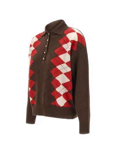 Marella Sequoia Argyle-pattern Sweater In Brown