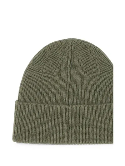 Ea7 Ribbed-knit Beanie Hat In Green
