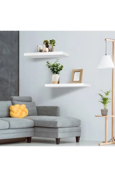 Sorbus Maple Floating Rectangle Wall Shelf In White