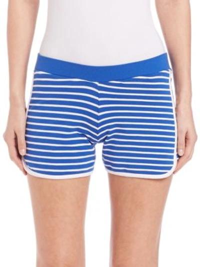 Fuzzi Stripes & Patch Jogger Shorts In Blue
