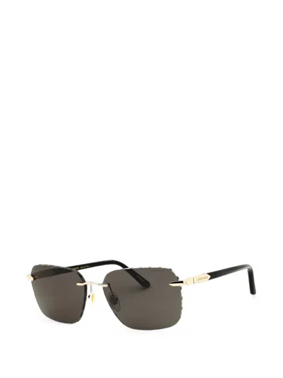 Chopard Schg62 Polarized Rectangular Metal Sunglasses In Gold