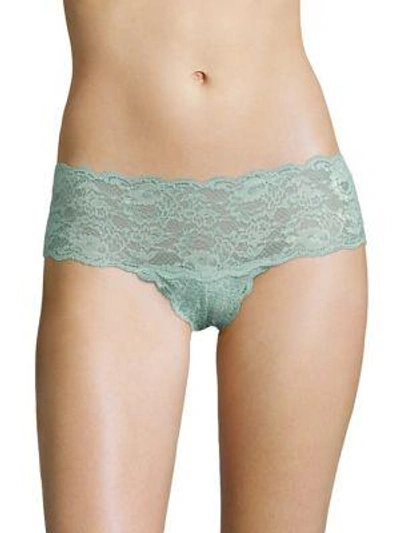Shop Cosabella Never Say Never Hottie Lace Hotpants In Misty Green