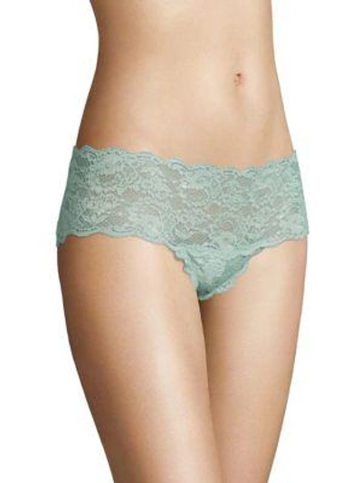 Shop Cosabella Never Say Never Hottie Lace Hotpants In Misty Green