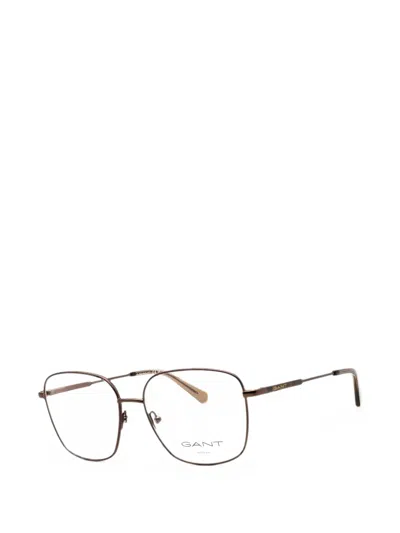 Gant Ladies Gold Tone Rectangular Eyeglass Frames Ga4145 In Gray