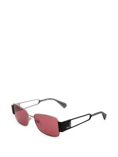 Max & Co Rectangle-frame Cut-out Sunglasses In Silver
