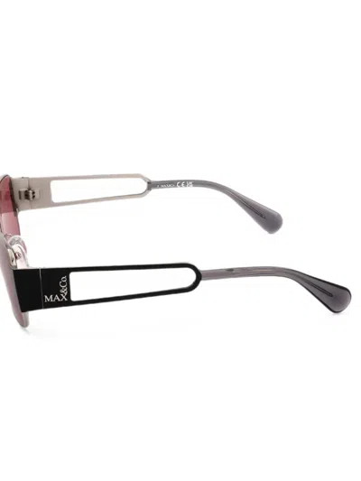Max & Co Rectangle-frame Cut-out Sunglasses In Silver