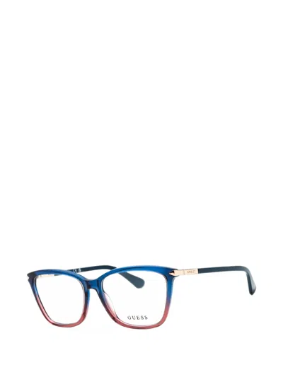Guess Usa Gradient-effect Rectangle-frame Glasses In Blue