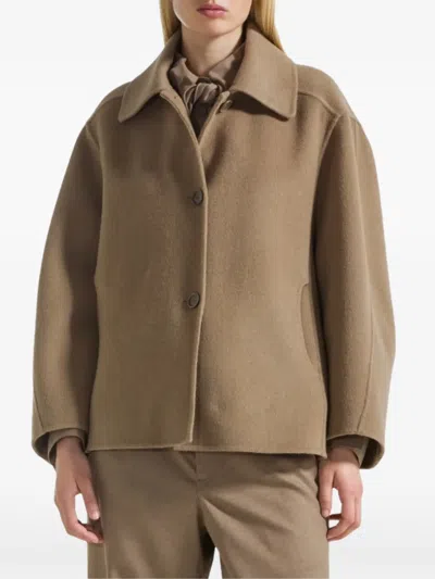 Seventy Button-fastening Spread-collar Coat In Brown