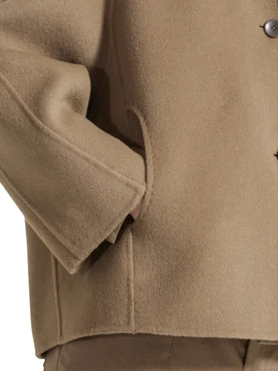 Seventy Button-fastening Spread-collar Coat In Brown
