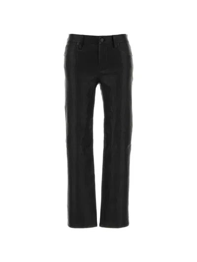Frame The Leather Mid Rise Ankle Cigarette Jeans In Black In Black