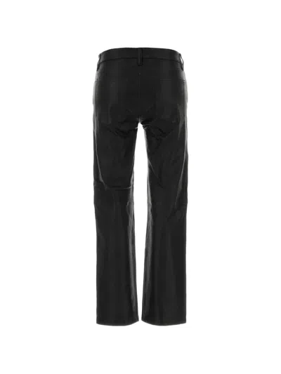 Frame The Leather Mid Rise Ankle Cigarette Jeans In Black In Black