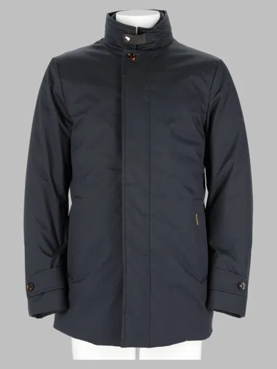Moorer Gorner-kn Quilted Down Jacket With High Collar And Buttoned Flap In Blue