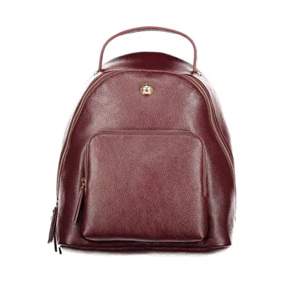 Twinset Grained-effect Front-pocket Backpack In Red