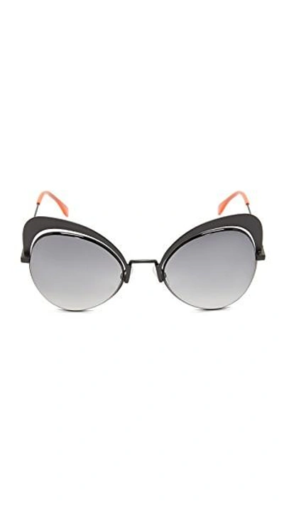 Shop Fendi Cat Eye Sunglasses In Black/dark Grey