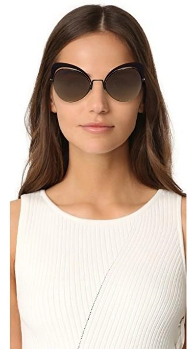 Shop Fendi Cat Eye Sunglasses In Black/dark Grey