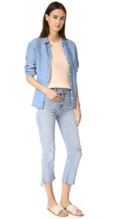 Shop Mother The Insider Crop Step Fray Jeans In Chatterbox