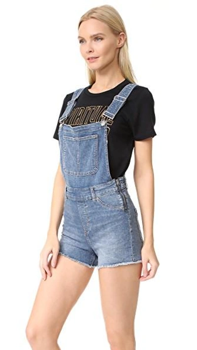 Shop Cheap Monday Bib Spray Blue Noise Overalls