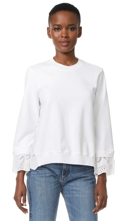 Clu Mix Media Sweatshirt In White