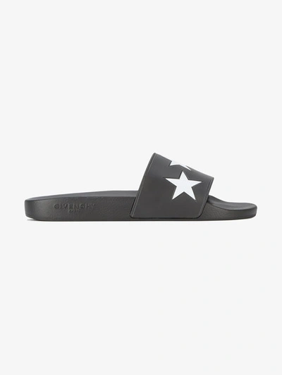 Givenchy White Star Pool Slides - Black